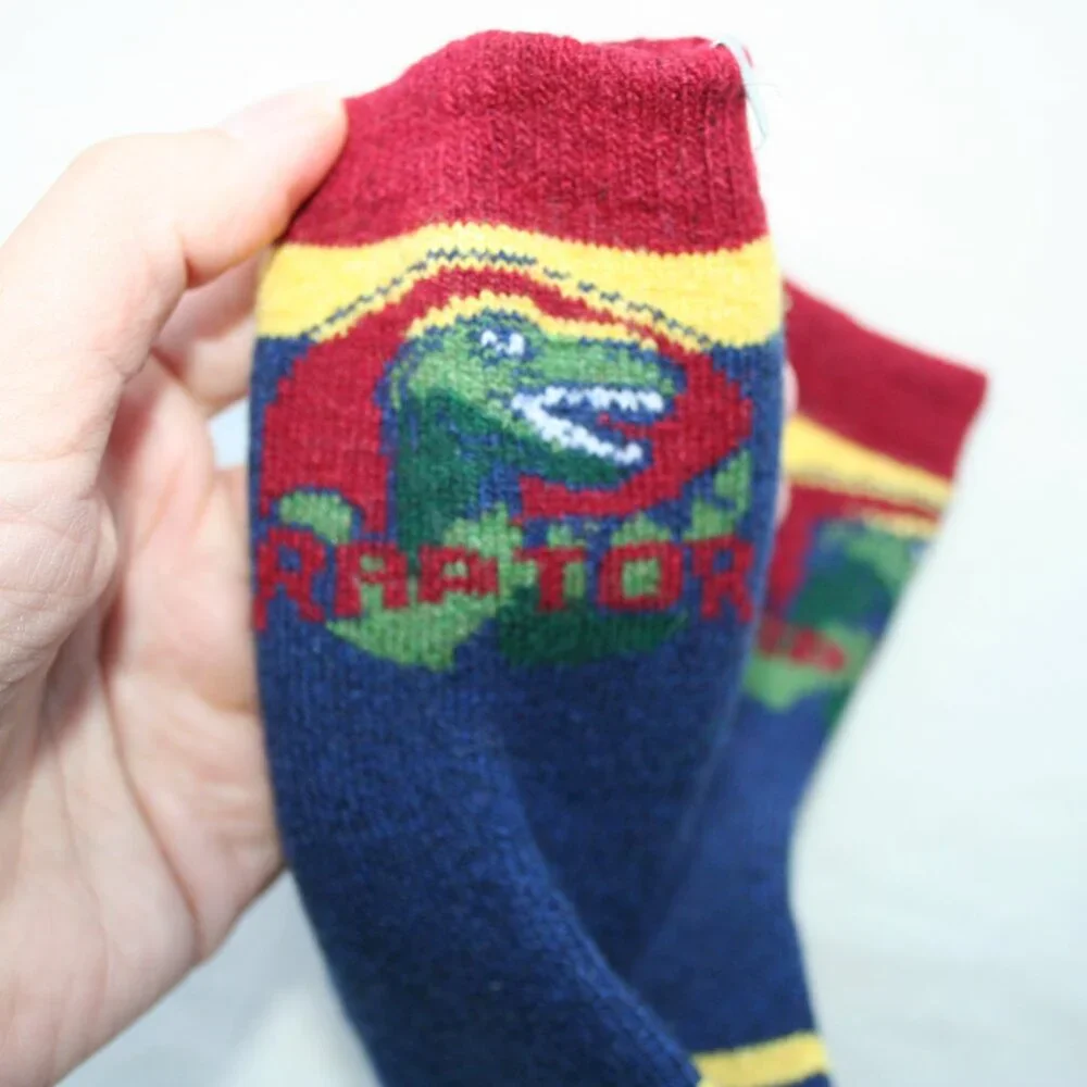 DINO SOCKS 2 PAIRS CUSHY KID BOY 3-4 YRS WARM WINTER LAYERS appx sz 9 - 11 shoe
